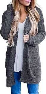 Μακρυμάνικο Χοντρό Πλεκτό Παλτό Μπροστινό Ζακέτα