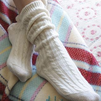 Πλεκτές κάλτσες κρεβατιού Pure Cashmere Cable